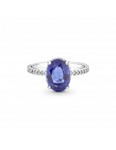Anillo de compromiso en plata de ley Halo Brillante 2