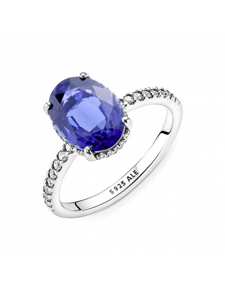 Anillo de compromiso en plata de ley Halo Brillante