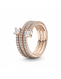 Anillo con un recubrimiento en oro rosa de 14k Triple...