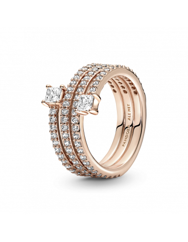 Anillo con un recubrimiento en oro rosa de 14k Triple Espiral