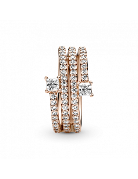 Anillo con un recubrimiento en oro rosa de 14k Triple Espiral