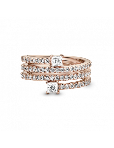 Anillo con un recubrimiento en oro rosa de 14k Triple Espiral