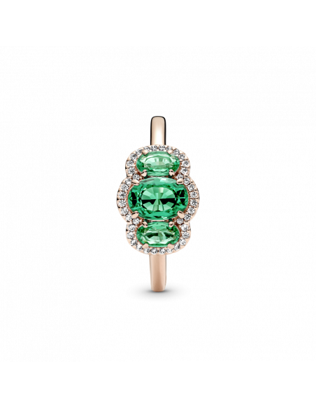 Anillo vintage con un recubrimiento en oro rosa de 14k Tres Piedras