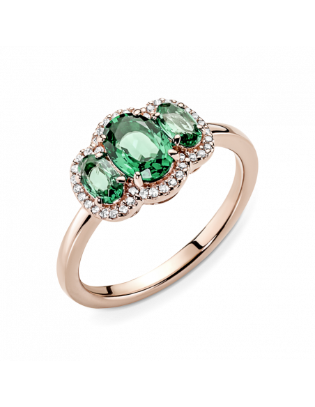 Anillo vintage con un recubrimiento en oro rosa de 14k Tres Piedras