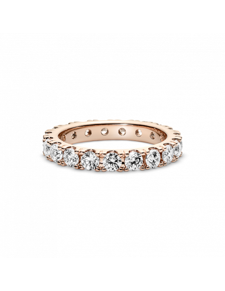 Anillo con un recubrimiento en oro rosa de 14k Eternity Brillante