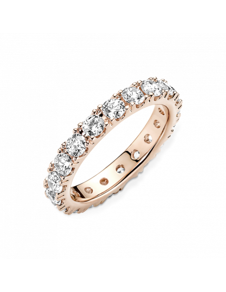 Anillo con un recubrimiento en oro rosa de 14k Eternity Brillante