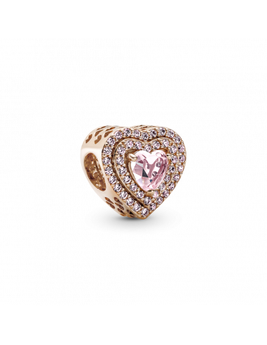 Charm con un recubrimiento en oro rosa de 14k Corazón Nivelado Brillante