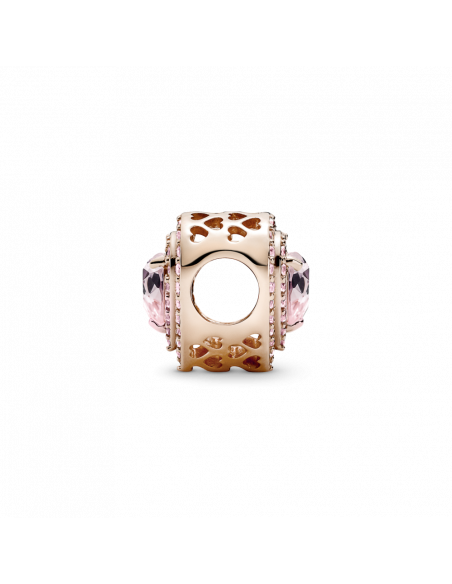 Charm con un recubrimiento en oro rosa de 14k Corazón Nivelado Brillante