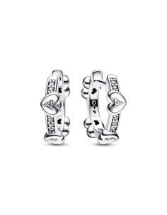 Pendientes de aro en plata de ley Corazones Radiantes...