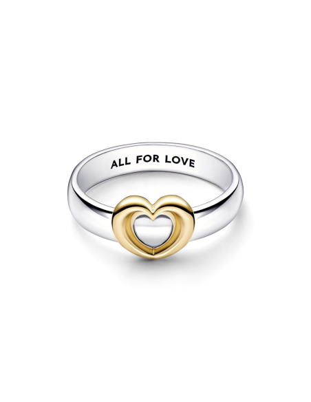 Anillo en plata de ley y con un recubrimiento en oro de 14k  Corazón Radiante Deslizante  en Dos Tonos