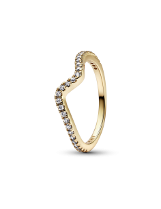 Anillo con un recubrimiento en oro de 14k Ola Brillante
