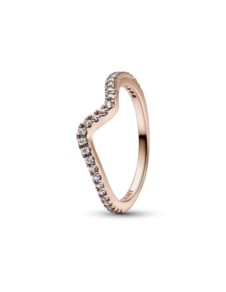 Anillo con un recubrimiento en oro rosa de 14k Ola Brillante