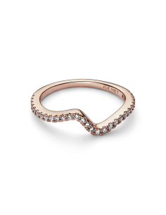 Anillo con un recubrimiento en oro rosa de 14k Ola Brillante 2