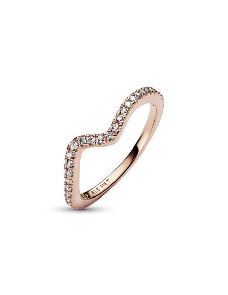 Anillo con un recubrimiento en oro rosa de 14k Ola Brillante