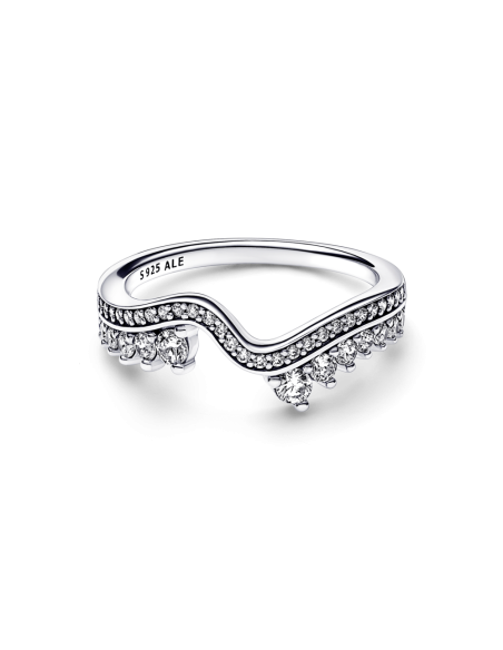 Anillo en plata de ley Ola Asimétrica Brillante