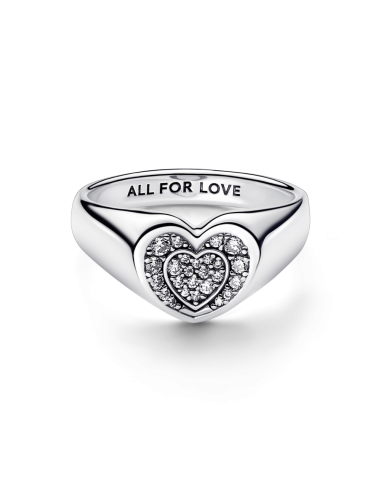 Anillo en plata de ley Sello Corazón Radiante...