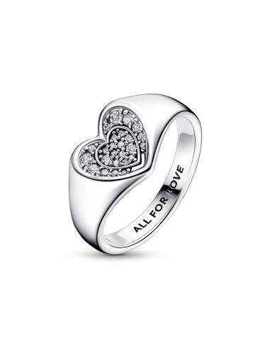Anillo en plata de ley Sello Corazón Radiante...