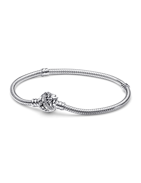 Pulsera Pandora Moments en plata de ley Cadena de Serpiente con Cierre Campanilla de Disney