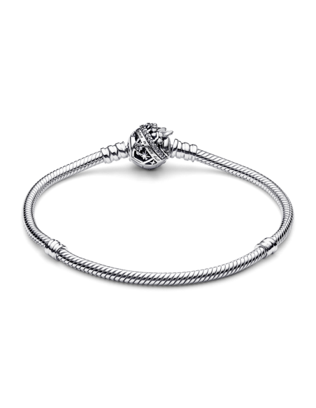 Pulsera Pandora Moments en plata de ley Cadena de Serpiente con Cierre Campanilla de Disney