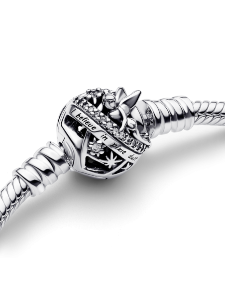 Pulsera Pandora Moments en plata de ley Cadena de Serpiente con Cierre Campanilla de Disney