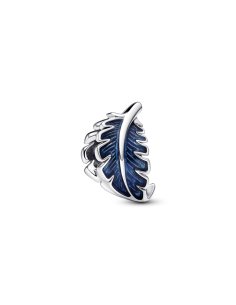 Charm en plata de ley Pluma Curvada Azul