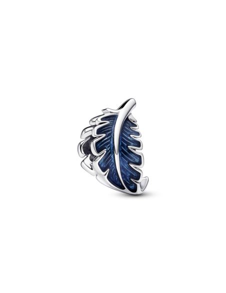 Charm en plata de ley Pluma Curvada Azul