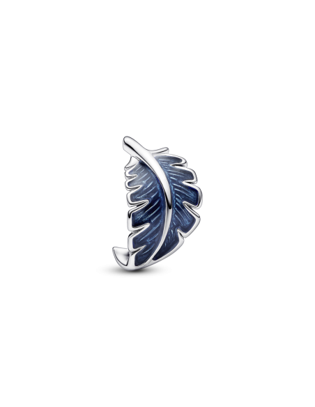 Charm en plata de ley Pluma Curvada Azul