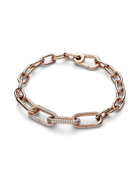 Link Doble Pandora con un recubrimiento en oro rosa de 14k en Pavé