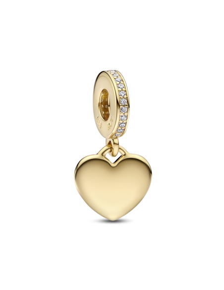 Charm Colgante con un recubrimiento en oro de 14k Corazón Grabable
