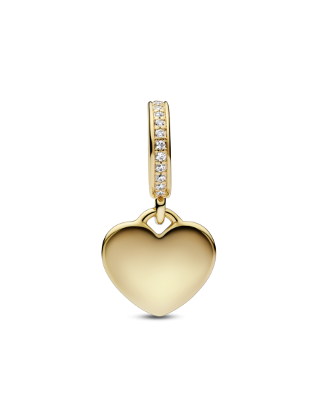 Charm Colgante con un recubrimiento en oro de 14k Corazón Grabable