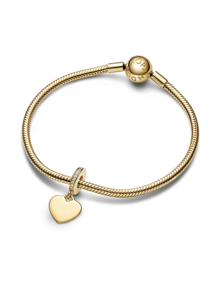 Charm Colgante con un recubrimiento en oro de 14k Corazón Grabable