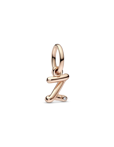 Charm Colgante con un recubrimiento en oro rosa de 14k Alfabeto Letra Minúscula Z