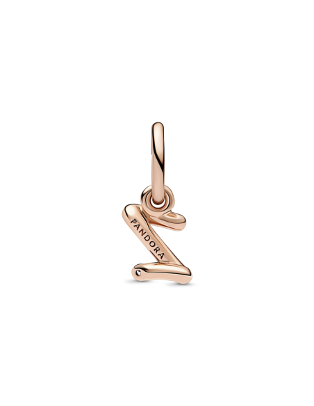 Charm Colgante con un recubrimiento en oro rosa de 14k Alfabeto Letra Minúscula Z