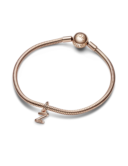 Charm Colgante con un recubrimiento en oro rosa de 14k Alfabeto Letra Minúscula Z