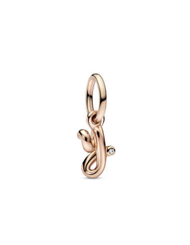 Charm Colgante con un recubrimiento en oro rosa de 14k Alfabeto Letra Minúscula Y