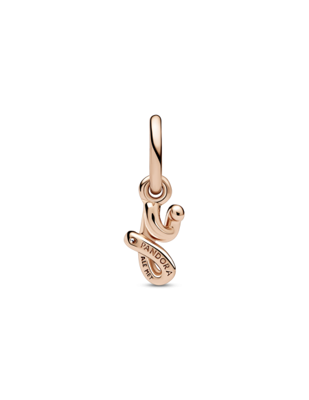 Charm Colgante con un recubrimiento en oro rosa de 14k Alfabeto Letra Minúscula Y