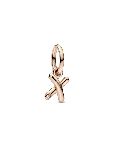 Charm Colgante con un recubrimiento en oro rosa de 14k Alfabeto Letra Minúscula X