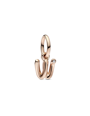 Charm Colgante con un recubrimiento en oro rosa de 14k Alfabeto Letra Minúscula W