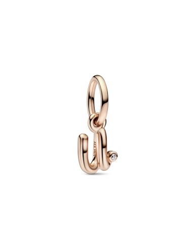 Charm Colgante con un recubrimiento en oro rosa de 14k Alfabeto Letra Minúscula U