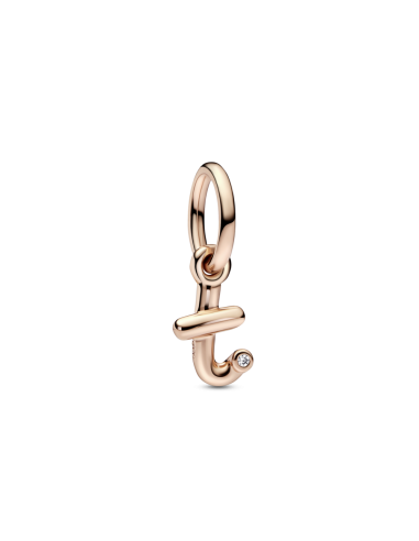 Charm Colgante con un recubrimiento en oro rosa de 14k Alfabeto Letra Minúscula T