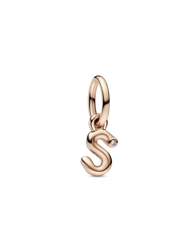 Charm Colgante con un recubrimiento en oro rosa de 14k Alfabeto Letra Minúscula S