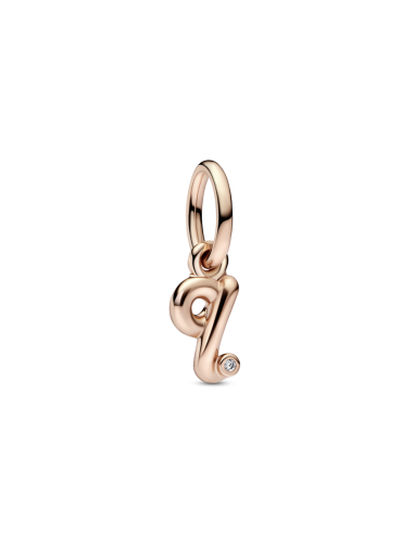 Charm Colgante con un recubrimiento en oro rosa de 14k Alfabeto Letra Minúscula Q