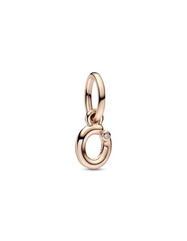 Charm Colgante con un recubrimiento en oro rosa de 14k Alfabeto Letra Minúscula O