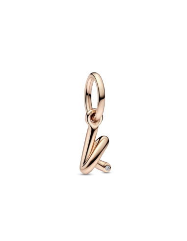 Charm Colgante con un recubrimiento en oro rosa de 14k Alfabeto Letra Minúscula K