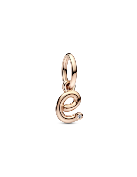 Charm Colgante con un recubrimiento en oro rosa de 14k Alfabeto Letra Minúscula E