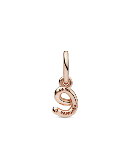 Charm Colgante con un recubrimiento en oro rosa de 14k Alfabeto Letra Minúscula E