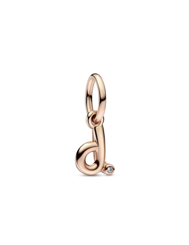 Charm Colgante con un recubrimiento en oro rosa de 14k Alfabeto Letra Minúscula D