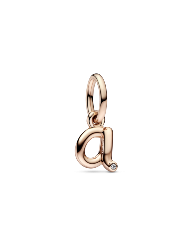 Charm Colgante con un recubrimiento en oro rosa de 14k Alfabeto Letra Minúscula A