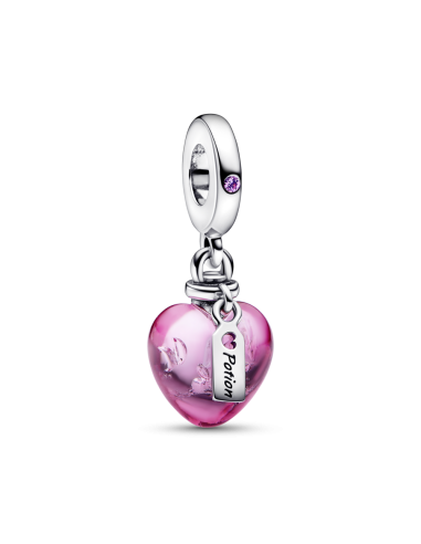 Charm Colgante de cristal de Murano en plata de ley Corazón Poción de Amor