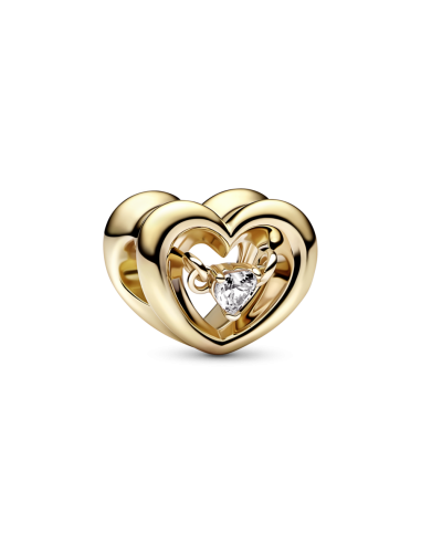 Charm con un recubrimiento en oro de 14k  Corazón Radiante & Gema Flotante